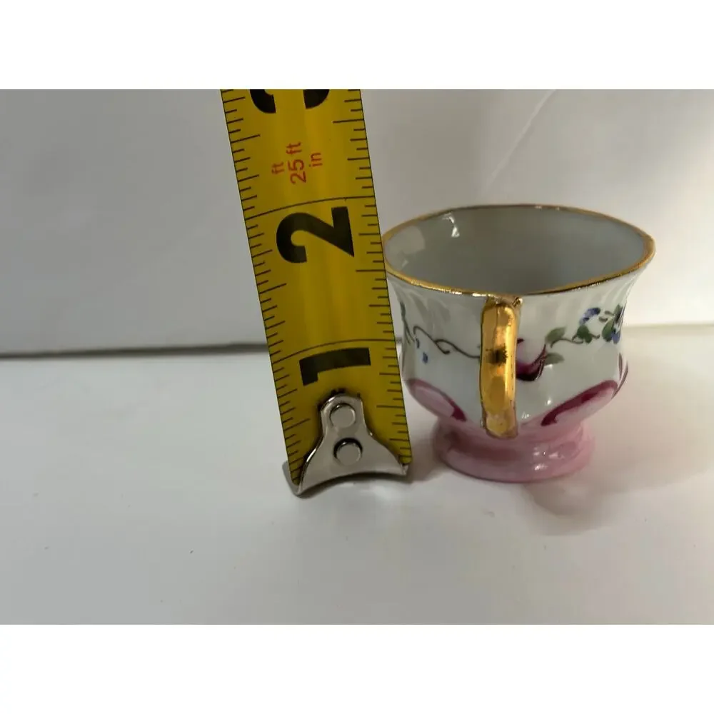 Beautiful Hand Painted Demitasse Delicate Pink Gold Aveiro Portugal Espresso Cup